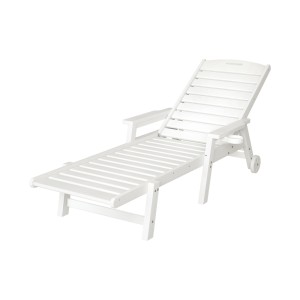 Gardeon White HDPE Sun Lounge Chair: Versatile 4-Position Recliner with Wheels, Cup Holder for Outdoor Relaxation