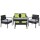 Gardeon 4-Seater Outdoor Wicker Sofa Set - Aluminium Frame, Lime Green Cushions, Tempered Glass Table, Extra Covers