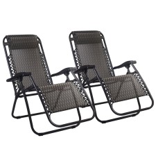 Gardeon 2PC Zero Gravity Chairs with Adjustable Recline, Padded Headrest, and Steel Frame for Outdoor Comfort, Grey