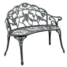 Gardeon 100cm Vintage Green Cast Aluminium Outdoor Garden Bench - Weather-Resistant, Classic Design, EN581 Certified