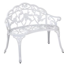 Gardeon 100cm Cast Aluminium Vintage White Garden Bench - Weather-Resistant, 220kg Capacity, Easy Assembly
