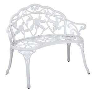 Gardeon 100cm Cast Aluminium Vintage White Garden Bench - Weather-Resistant, 220kg Capacity, Easy Assembly