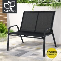 Gardeon 2-Seat Steel Garden Bench - Black, 200kg Capacity, Rust-Resistant, Easy Assembly, Indoor/Outdoor Use