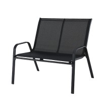 Gardeon 2-Seat Steel Garden Bench - Black, 200kg Capacity, Rust-Resistant, Easy Assembly, Indoor/Outdoor Use