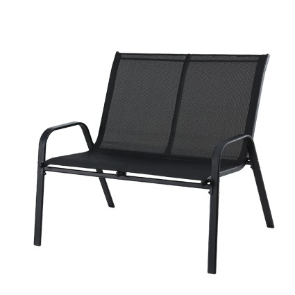 Gardeon 2-Seat Steel Garden Bench - Black, 200kg Capacity, Rust-Resistant, Easy Assembly, Indoor/Outdoor Use