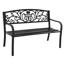 Gardeon 3-Seater Outdoor Garden Bench - Black Steel, Weather-Resistant, Classic Design, 127cm x 63cm x 87cm, 1-Year Gardeon 3-Seater Outdoor Garden Bench - Black Steel, Weather-Resistant, Classic Design, 127cm x 63cm x 87cm, 1-Year