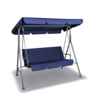 Gardeon 3-Seater Outdoor Swing Chair with Adjustable Navy Canopy, Powder-Coated Steel Frame, Water-Resistant Cushions