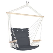 Gardeon Grey Hammock Chair with Armrests - Durable Polyester Cotton, 120kg Capacity, Indoor/Outdoor, Includes Pillow