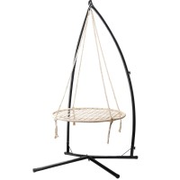 Gardeon 100cm Hammock Chair Nest with Steel Stand – Outdoor/Indoor Swing, 360° Rotation, 120kg Capacity, Cotton Blend