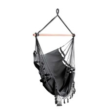 Gardeon Grey Hanging Hammock Chair with Tassels - 150x90cm, 120kg Capacity, Polyester Cotton Blend, Indoor/Outdoor Use