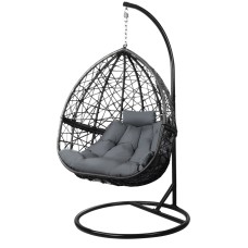Gardeon Outdoor Egg Swing Chair - Handcrafted Wicker Rattan, 360° Rotatable, Grey, 150kg Capacity, UV-Resistant Cushion