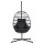 Gardeon Outdoor Egg Swing Chair - Grey Resin Wicker, 195cm Anti-Rust Frame, Plush Cushions, Foldable Pod Stand Included