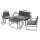 Gardeon 4-Piece Black Rattan Outdoor Sofa Set with Storage Cover, Tempered Glass Table, and Washable Cushions