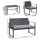 Gardeon 4-Piece Outdoor Rattan Sofa Set with Glass Table - UV-Resistant, Washable Cushions, Black, Easy Assembly