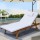 Gardeon Sun Lounge Wooden Lounger: Fir Wood, Adjustable Backrest, White Cushion, Wheels, 195x68x89cm, 300kg Capacity