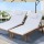 Gardeon 2x Wooden Sun Lounger with Wheels - Adjustable Fir Wood Day Bed, UV-Resistant, White Cushions, 195cm x 68cm x