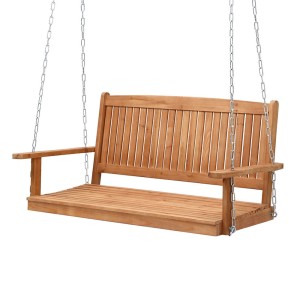Gardeon Wooden Porch Swing Chair, 2-Seater, Teak Finish, 300kg Capacity, Indoor/Outdoor Use, Easy Assembly, 119x65x55cm