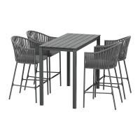 Gardeon 5-Piece Outdoor Bar Set | Handwoven Rope Chairs & Powder-Coated Steel Table | Water-Resistant Cushions | Seats 4
