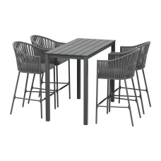 Gardeon 5-Piece Outdoor Bar Set | Handwoven Rope Chairs & Powder-Coated Steel Table | Water-Resistant Cushions | Seats 4