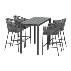 Gardeon 5-Piece Outdoor Bar Set | Handwoven Rope Chairs & Powder-Coated Steel Table | Water-Resistant Cushions | Seats 4