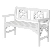 Gardeon White Wooden Garden Bench - 2 Seat Fir Wood Patio Furniture with Lattice Backrest, 250kg Capacity, 102x52x78cm