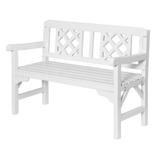Gardeon White Wooden Garden Bench - 2 Seat Fir Wood Patio Furniture with Lattice Backrest, 250kg Capacity, 102x52x78cm