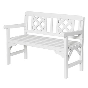 Gardeon White Wooden Garden Bench - 2 Seat Fir Wood Patio Furniture with Lattice Backrest, 250kg Capacity, 102x52x78cm