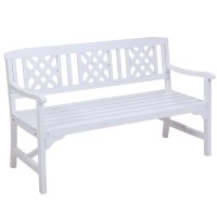 Gardeon 3-Seater White Wooden Garden Bench - Handcrafted Fir Wood, Weather-Resistant, 142x62x88cm, 300kg Capacity
