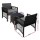 Gardeon 3PC Outdoor Bistro Set: UV-Resistant PE Wicker, Galvanised Steel, 5cm Cushions, Tempered Glass Table, Black