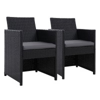 Gardeon Hugo 2PC Outdoor Wicker Dining Chairs, Foldable Backrest, UV-Resistant, Steel Frame, 55x55x86cm