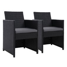 Gardeon Hugo 2PC Outdoor Wicker Dining Chairs, Foldable Backrest, UV-Resistant, Steel Frame, 55x55x86cm