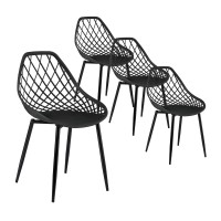 Gardeon 4PC Black Outdoor Dining Chairs - Weather & UV-Resistant, Metal Legs, PP Frame, 40.5x48x83.5cm, Indoor