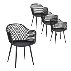 Gardeon 4PC Black Outdoor Dining Chairs, Water & UV-Resistant, PP Frame, Easy Clean, Indoor/Outdoor Use