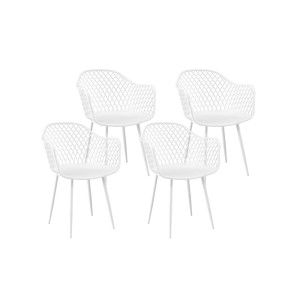 Gardeon 4PC Outdoor Dining Chairs, PP Lounge Patio Furniture, Water & UV-Resistant, 48x44x85CM, White, Easy Assembly