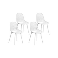 Gardeon 4PC White Outdoor Dining Chairs - UV & Weather-Resistant PP Frame, Metal Legs, 45x46x85cm, Indoor/Outdoor Use