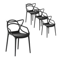 Gardeon Stackable Outdoor Dining Chairs - 4PC Set, Lightweight & UV-Resistant, Black Polypropylene, No Assembly Needed