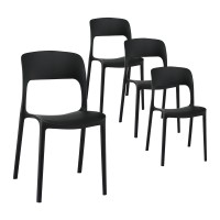 Gardeon 4PC Stackable Outdoor Dining Chairs, Black PP, 44x48x82.5CM, Water & UV Resistant, Indoor/Outdoor Use