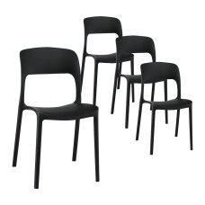 Gardeon 4PC Stackable Outdoor Dining Chairs, Black PP, 44x48x82.5CM, Water & UV Resistant, Indoor/Outdoor Use