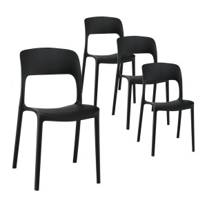 Gardeon 4PC Stackable Outdoor Dining Chairs, Black PP, 44x48x82.5CM, Water & UV Resistant, Indoor/Outdoor Use