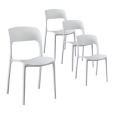 Gardeon 4PC White Stackable Outdoor Dining Chairs - Water & UV-Resistant PP, 44x48x82.5cm, Indoor/Outdoor Use