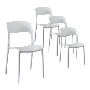 Gardeon 4PC White Stackable Outdoor Dining Chairs - Water & UV-Resistant PP, 44x48x82.5cm, Indoor/Outdoor Use