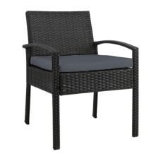 Gardeon Outdoor Wicker Chair - Stylish Indoor/Outdoor Patio Furniture with Cushions, UV & Weather-Resistant, Black/Grey