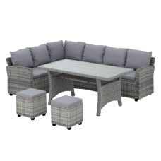 Gardeon 8-Seater Wicker Outdoor Dining Set with Steel Frame, UV-Resistant Cushions, Customisable Layout & Storage Table