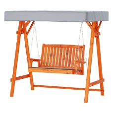 Gardeon 2-Seater Wooden Swing Chair with Adjustable Canopy, Fir Wood Frame, Water-Resistant Cushions, 250kg Capacity