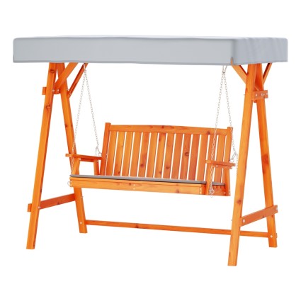 Gardeon Wooden 3-Seater Swing Chair with Adjustable Canopy - Weather-Resistant Fir Wood for Garden or Patio Relaxation