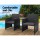 Gardeon Outdoor Wicker Loveseat Bistro Set - UV & Weather Resistant, Black, 153x48x86cm, Steel Frame, Glass Tabletop