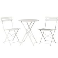 Gardeon 3PC Outdoor Bistro Set - Steel, Powder-Coated, Foldable, Weather-Resistant, White, No Assembly Required