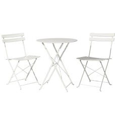 Gardeon 3PC Outdoor Bistro Set - Steel, Powder-Coated, Foldable, Weather-Resistant, White, No Assembly Required