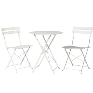 Gardeon 3PC Outdoor Bistro Set - Steel, Powder-Coated, Foldable, Weather-Resistant, White, No Assembly Required