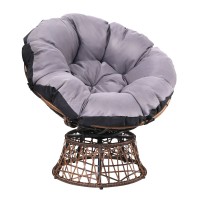 Gardeon Papasan Outdoor Chair - Brown PE Wicker, 360° Rotatable, UV-Resistant, 10cm Cushion, Steel Frame, 150kg Capacity
